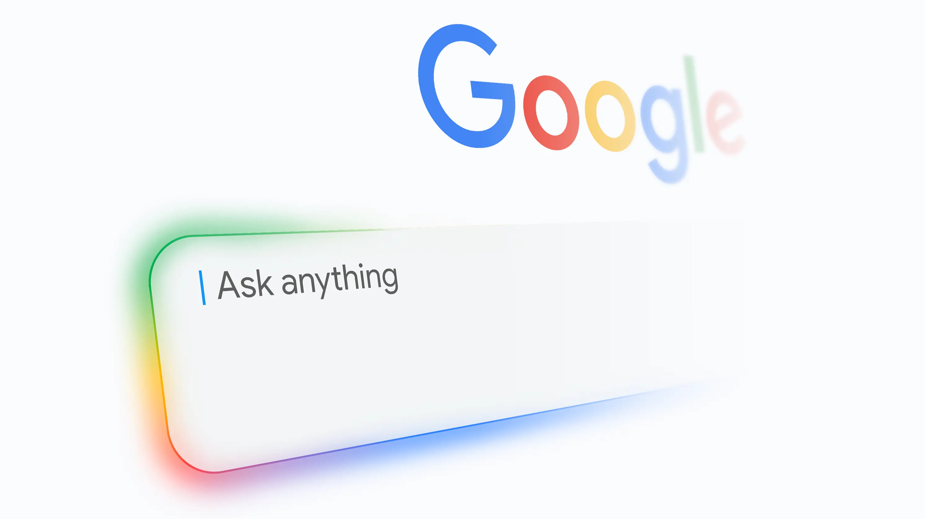 Search bar saying Ask anything with the Google logo