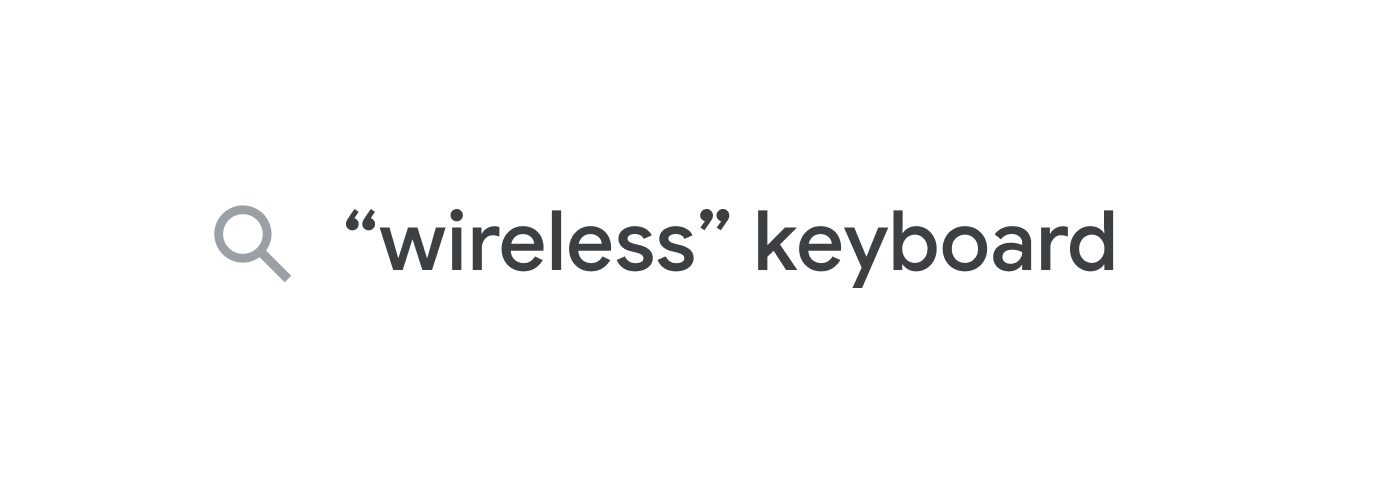 Search bar illustration with the query &quot;wireless&quot; keyboard