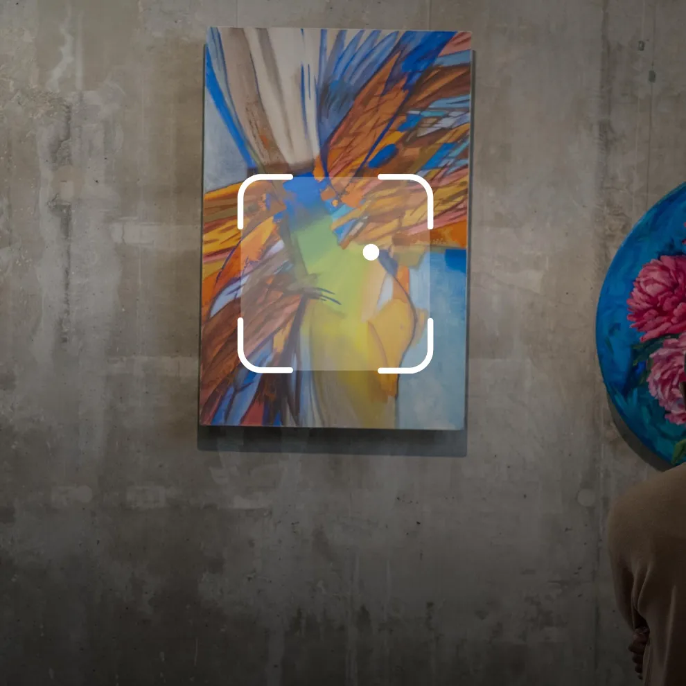 Image of abstract painting with Google Lens framing around it