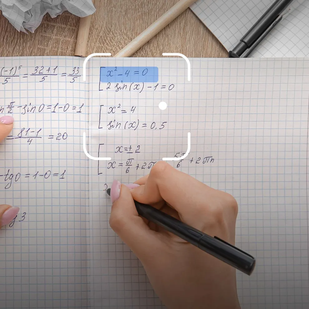 Image of Google Lens helping someone solve an algebra problem
