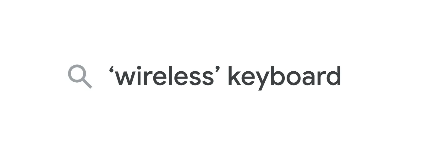 Search bar illustration with the query &quot;wireless&quot; keyboard
