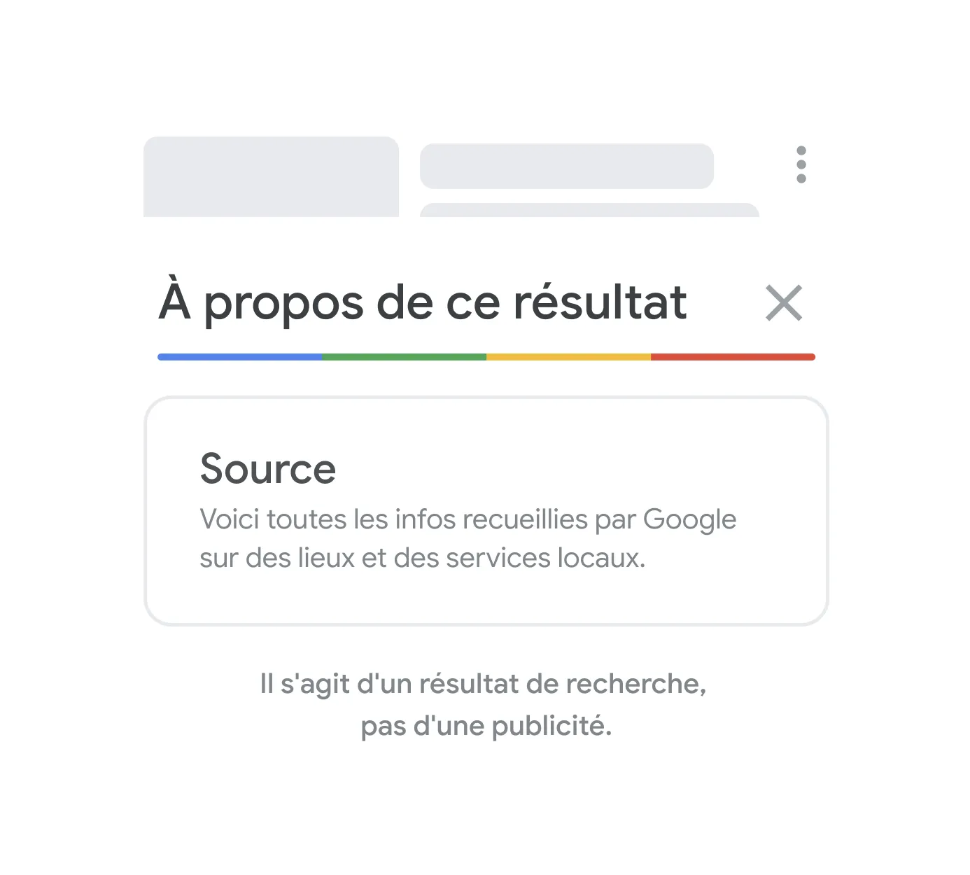 Illustration de l'option «&nbsp;À propos de ce résultat&nbsp;» de Google qui s'affiche avec un résultat de recherche