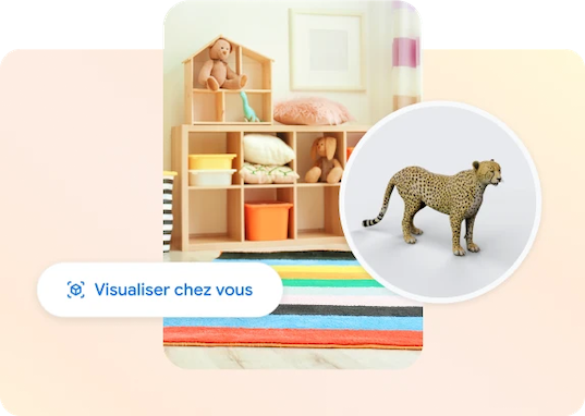 Image d’un guépard en RA dans une chambre d’enfant