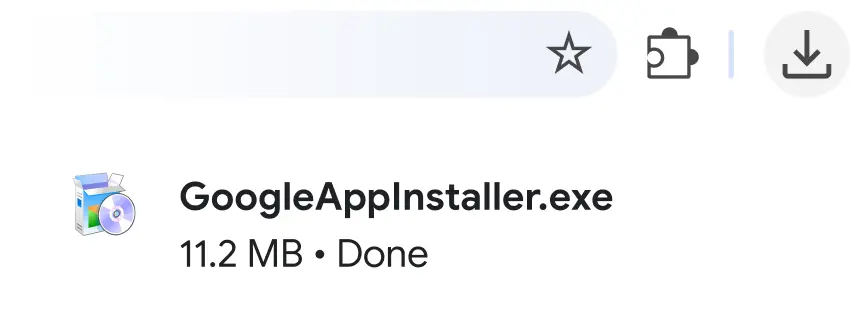 A browser downloads menu.