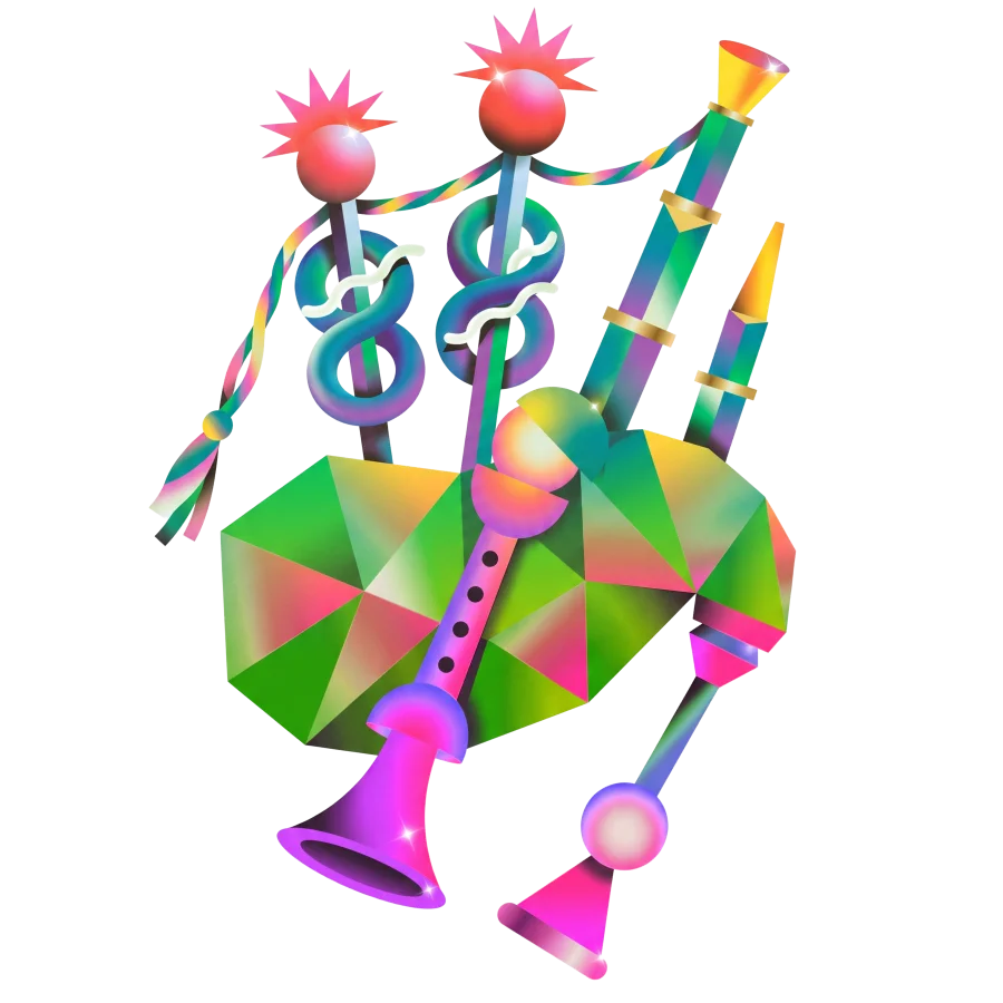 Image of colorful musical instruments.
