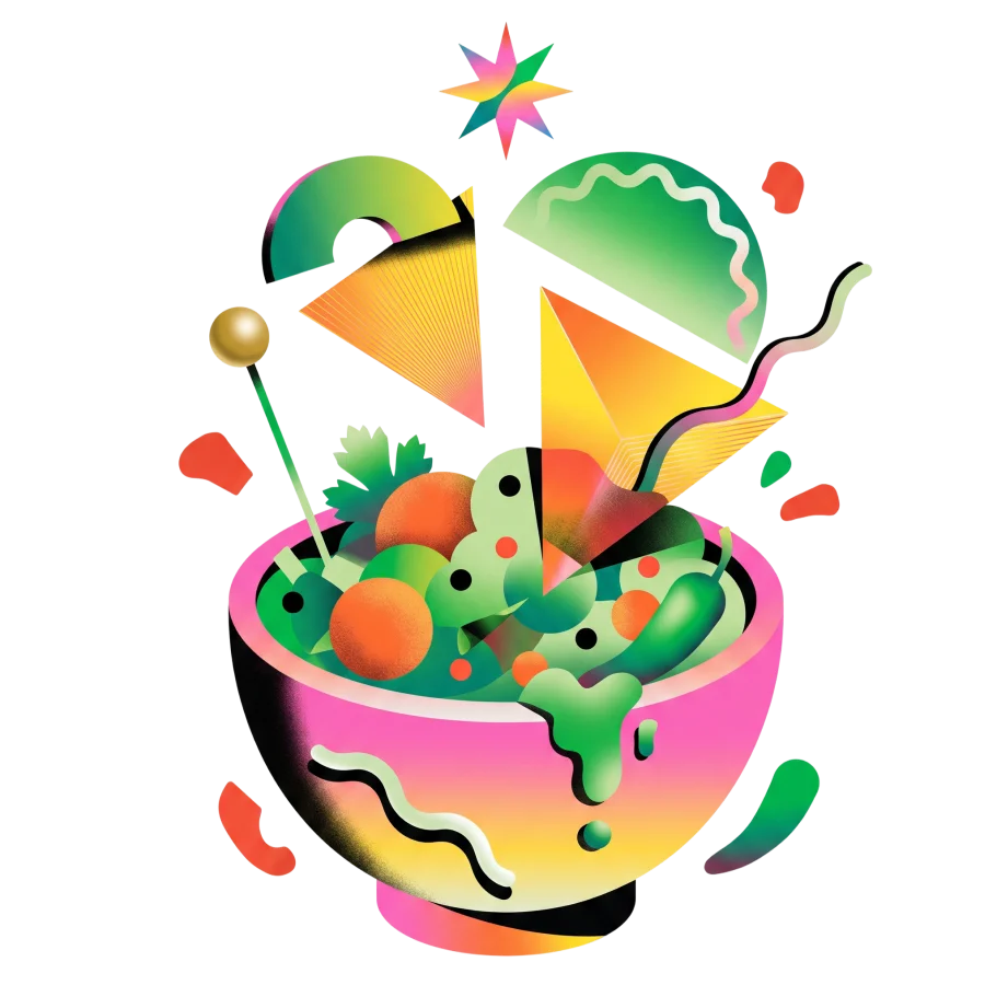 Image of a colorful bowl of chips and salsa.