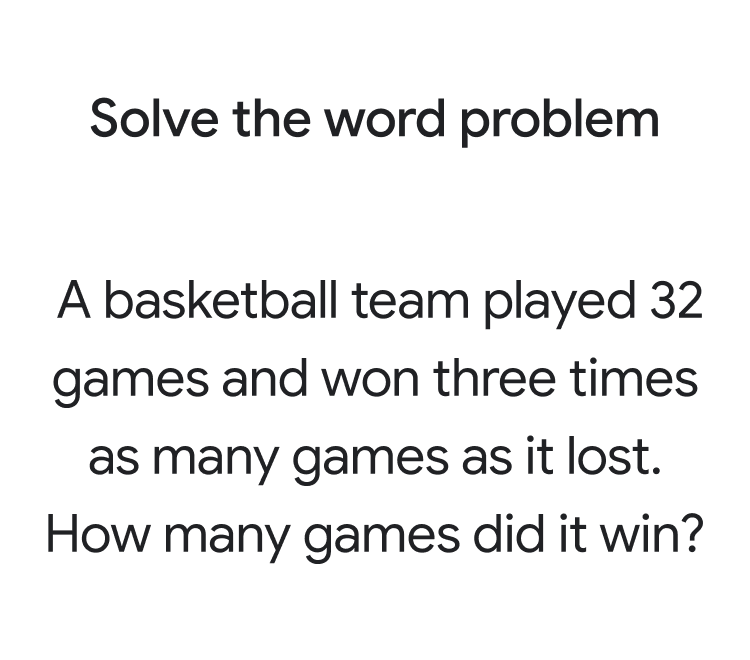 Solve the word problem example